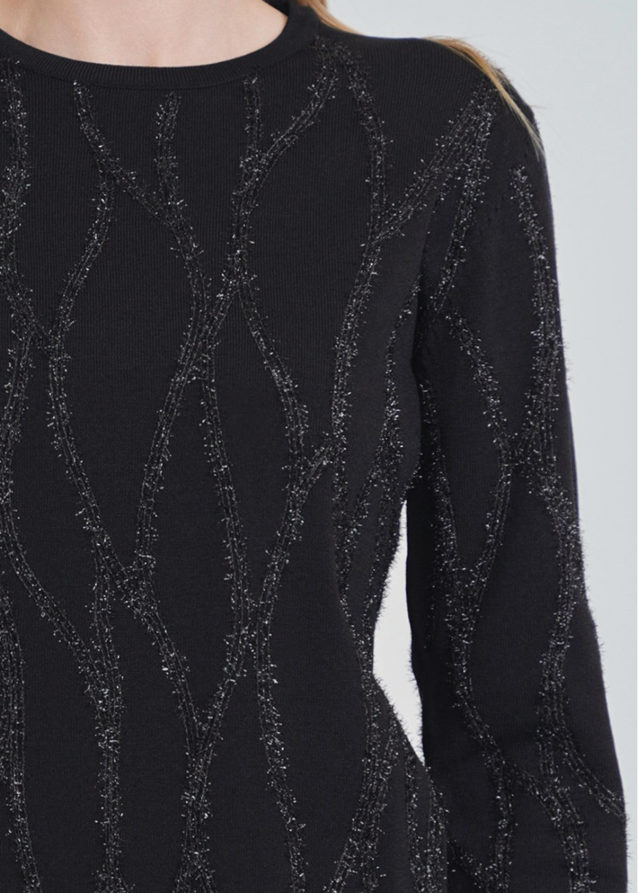 Embellished Cropped Knit Top - Black main image 1